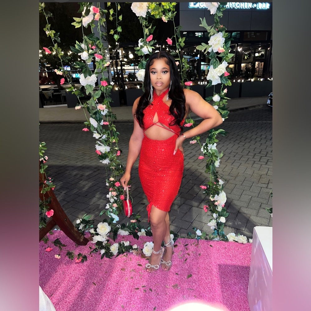 Red sequin dress